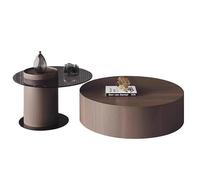AZZAZETES Coffee Table Modern Simple Solid Wood Coffee Table Home Small Household Rock Slab Tea Table Size Round Coffee Table Combination Sofa Side Table(A)