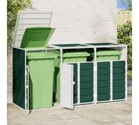 Azzrora Wheelie Bin Storage for Triple Bins, Bin Storage for Wheelie Bins, Bin Covers for Wheelie Bins, Bin Shed, Wheelie Bin Storage, Outdoor Bin Storage, Green 216x81x115 cm Steel