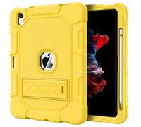 Azzsy Case for iPad (A16) 11th Generation 11 Inch 2025 / iPad 10th Generation 10.9 Inch 2022, [Built-in Pencil Holder] Heavy Duty Shockproof Rugged Protective Case, Yellow