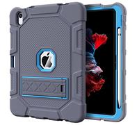 Azzsy Case for iPad (A16) 11th Generation 11 Inch 2025 / iPad 10th Generation 10.9 Inch 2022, [Built-in Pencil Holder] Heavy Duty Shockproof Rugged Protective Case, Gray+Blue