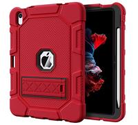 Azzsy Case for iPad (A16) 11th Generation 11 Inch 2025 / iPad 10th Generation 10.9 Inch 2022, [Built-in Pencil Holder] Heavy Duty Shockproof Rugged Protective Case, Red2