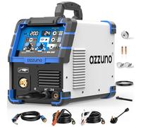 AZZUNO 200A MIG Welder,110V/220V Dual Voltage multiprocess welder,Gas Gasless MIG Welding Machine,4 in 1 Flux MIG/Solid Wire/Lift TIG/Stick ARC Welder (Grey)