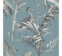 Azzurra Leaf Wallpaper World of Wallpaper Blue One Size