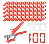 B-055-A 601-Piece Tile Leveling System Kit Contains 500 Tiles Spacers 2mm 100 Tile Wedges 1 Wedge Clip for Leveling in Living Rooms Bathrooms and Offices