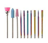 (B) 10pcs Nail Art Color Tungsten Carbide Grinding Drill Bits Electric Nails Machine Bit Grinding Head Set