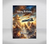 B-17 Flying Fortress Birthday Card for Stepson - WW2 American Heavy Bomber Aircraft Card for Boys & Men - Vintage Military Airplane Aeroplane Theme: Stepson Birthday Card (Size A5)