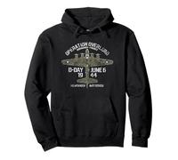 B-17 Operation Overlord D-Day June 6, 1944 Distressed Print Pullover Hoodie