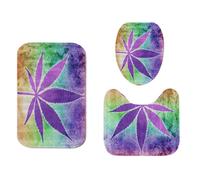 (B) 180x180CM Hemp Leaf Printing Waterproof Shower Curtain Anti-rust Moisture-proof Bath Math Set