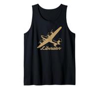 B-24 Liberator WW2 Bomber Plane Flying Silhouette Tank Top