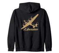 B-24 Liberator WW2 Bomber Plane Flying Silhouette Zip Hoodie