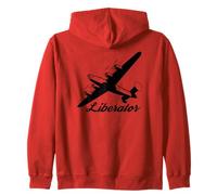 B-24 Liberator WW2 Bomber Plane Flying Silhouette Zip Hoodie