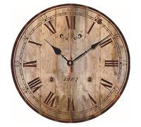 B,30Cm Rustic Farmhouse Wall Clock, Solid Wood Silent Non-Ticking, Battery Operated Decorative Clock for Living Room, Kitchen, Bedroom, Office And Home Decor