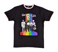 B-52s Rainbow Stripes Ringer T-Shirt in Black | Size: Small B-52s Black S