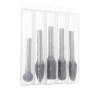 (B) 5Pcs 6x12mm Carbide Burr Set with 6mm Shank Double Cut Solid Carbide Rotary Burr Set for Die Grinder Drill Metal Wood Carving Engraving