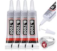 B-7000 Multi-Purpose Adhesive Glue, Clear, High Viscosity, Semi-Fluid,for Jewelry, Rhinestone Crafts, Fabric, Cell Phone Screen Repair - 4x15 ml (0.5 oz) Tubes
