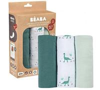 B Aba Set Of 3 Baby Swaddle Cloths, Organic Cotton Muslin, Multi-Purpose - Blanket, Bib, Travel Comforter, Soft, Breathable