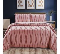 B&B 3 Pieces Bed Throws Super King Size Luxury Bedding Set - Super Soft Modern Cozy Bedspread Throw Bedding Sets with 2 Pillow Shams - Super king, Pink