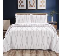 B&B 3 Pieces Bed Throws Super King Size Luxury Bedding Set - Super Soft Modern Cozy Bedspread Throw Bedding Sets with 2 Pillow Shams - Super king, White