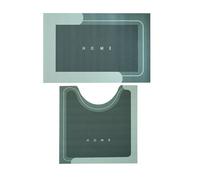 B&B Bath Mat Non Slip Anti Mould Super Absorbent Rubber 2PCS Pedestal & Bath Mats Quick-Drying Washable Bathroom Mat Toilet Shower Matts for Outside Bathtub (Green)