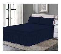 B&B Bedding Valence Sheet Collection - Soft Brushed Polycotton, Easy Wrap Elastic, Extra Deep Frilled with a Drop of 40cm (Navy, Double)