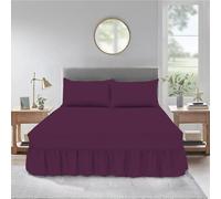 B&B Bedding Valence Sheet Collection - Soft Brushed Polycotton, Easy Wrap Elastic, Extra Deep Frilled with a Drop of 40cm (Purple, Single)