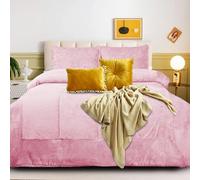 B&B Bedspread Bed Throw Super King Size Bed Blanket Sherpa Fleece Plush Warm Cozy Bedspread Coverlet Comforter Set - 3 Piece Bedding Sets with 2 Matching Pillow Shams - Pink Paris