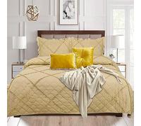 B&B Bedspread Single Size for Girls Room, Lightweight Embossed Ruffled Pattern Thick Ultrasonic Quilt Bed Throw Bedding Set Bed Decor Coverlet Set - Mustard
