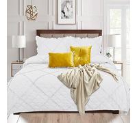 B&B Bedspreads Bed Decor Coverlet Set Super King Size - Modern Style Quilted Ruffle Pattern Soft Quilted Bedspread for All Season Use - White