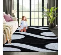 B&B Carpet Runners Rugs for Hallway Kitchen Runners Non Skid Washable Rug - Thick Large Soft Dense Pile Heavy Weight Long Carpet Runner Rug (Black & White, 60 x 110 cm - Door Mat)