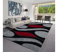 B&B Carpet Runners Rugs for Hallway Kitchen Runners Non Skid Washable Rug - Thick Large Soft Dense Pile Heavy Weight Long Carpet Runner Rug - Black & Red, 80 x 150 cm