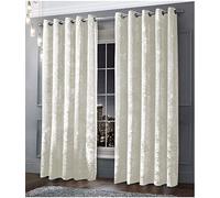 B&B Curtains for Bedroom Crushed Velvet Semi Blackout Curtains Eyelet Grommet Top Fully Lined Heavy Weight Short Window Drapes 46 x 54 Drop, White