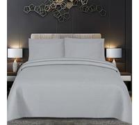 B&B Embroidery Bedspread Throw - Soft Microfiber Polyester Bedspread Throw Quilt Coverlet 3 PCS Bedding Set with 2 Matching Pillow Shams for Sofa Bed Couch (Embroidery Grey Square, Double)