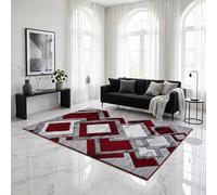B&B Extra Large Area Rugs - 200 x 290 cm - Modern Thick Rugs For Living Room Hallway Dining Room Rugs Heavy Weight Abstract Washable Extra Large Kitchen Rugs - Red
