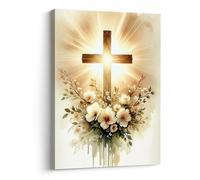 B.B.F MAKE Jesus Canvas Wall Art Christian Wall Decor, 1.25" Gallery Wrapped Solid Wood Frame, Ready to Hang Religious Picture Prints for Living Room, Fade-Resistant Made in USA - Cross Holy Spirit