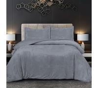 B&B Faux Fur Blanket Throws for Sofas King Size - 3Pcs Soft Fluffy Velvet Touch Warm Blankets for Bed and Couch Bed Throw for Bedroom, Traveling Blankets - 240 x 235 cm, Grey