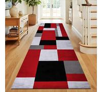 B&B Kilas Washable Hallway Carpet Runners, Non-Slip Floor Mats for Kitchen, Living Room, Corridor, Entryway, Door Entrances (Red Black, 80 x 300 cm)