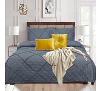 B&B King Size Bed Throw Bedspreads - Quilted Embossed Ruffle Design Stylish Soft Lightweight Quilts Summer Quilted Bedspreads for All Season - Grey