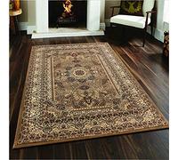B&B Large Rugs for Living Room Floral Patterned Low Pile Traditional Oriental Rug for Bedroom Decor Dining Room Grey 0207 - Rectangular Large Rug 120 X 170 cm