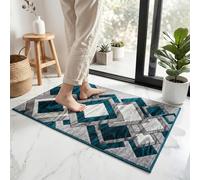 B&B Large Rugs Living Room 200 x 290 cm Shaggy Rugs for under Dining Table - Super Soft Pile Hallway Solid Design Kids Bedroom Decoration Geomtric Carpet Floor Mats Runner Rugs - Teal