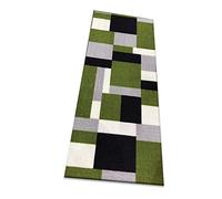 B&B Long Narrow Hall Runner Rug, Washable Hallways Carpet Runners Floor Protector dirt trapper kitchen floor mats (Kilas Green Black, 60 cm x 220 cm)