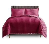 B&B Luxury Bedspreads Throw Ultrasonic Reversible Embossed Pattern 3 Piece King Size Quilt Set with Pillow Shams, Lightweight Bed Cover Soft Bedspreads Coverlet Set - Red