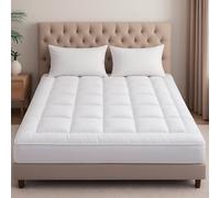 B&B Mattress Topper King Size Hotel Quality Extra Thick 4 Inches / 10cm Microfiber Filling Full Bounce Back with Elasticated Corner Straps Toppers Kingsize Bed