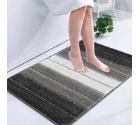 B&B Microfiber Memory Foam Striped Pedestal Mat - Modern Waterproof Non Slip Mat Fast Drying Bathroom Toilet Shower Floor Mat (50x60 cm, Black White)
