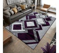 B&B Modern Bedroom Rugs Carpet Mat Soft Shaggy Medium Profile Geomtric Design Non Shedding Extra Large Hallway Runner Rug Living Room Carpet Kitchen Mats - Purple,160 x 230 cm
