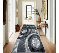 B&B Modern Shaggy Super Soft Hallway Runner Rug - Luxurious Thick Dense Pile Non Shed Oriental Design Carpet Living Room Bedroom Washable Runner Rug Grey - 80 X 150 cm