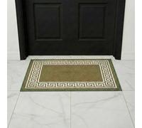 B&B Non Slip Door Mat Super Absorbent Heavy Duty | 40 x 60 cm Machine Washable Doormats for Kitchen and Office Indoor Outdoor Anti Slip Floor Mat - Greeky Rug Green & Cream