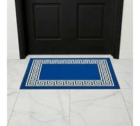 B&B Non Slip Door Mat Super Absorbent Heavy Duty | 40 x 60 cm Machine Washable Doormats for Kitchen and Office Indoor Outdoor Anti Slip Floor Mat - Greeky Rug Blue & Cream