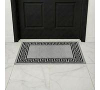 B&B Non Slip Door Mat Super Absorbent Heavy Duty | 40 x 60 cm Machine Washable Doormats for Kitchen and Office Indoor Outdoor Anti Slip Floor Mat - Greeky Rug Dark Sliver & Black