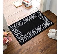 B&B Non Slip Door Mat Super Absorbent Heavy Duty | 40 x 60 cm Machine Washable Doormats for Kitchen and Office Indoor Outdoor Anti Slip Floor Mat - Greeky Rug Black & Grey