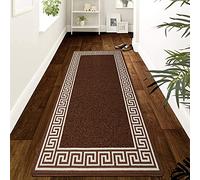 B&B Non-Slip Washable Large Entrance Door mat | 66 x 120 cm Outdoor and Indoor Dog Muddy Paws Floor Protector, Hallway, Bath and Kitchen Anti-Slip Mats - Greeky Rug - Brown & Cream